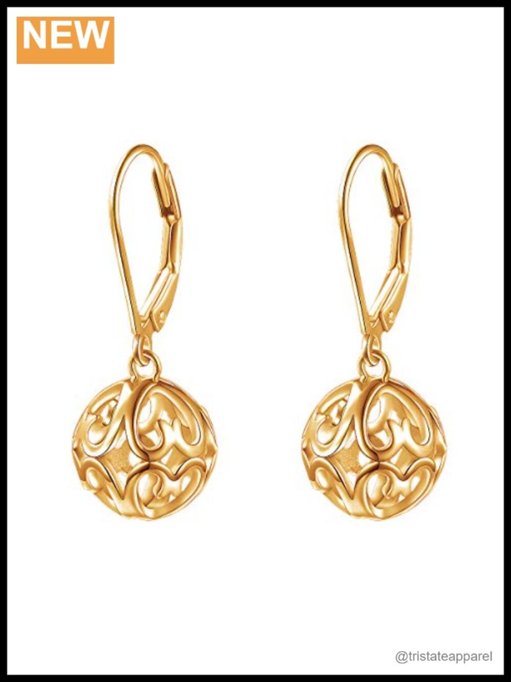S925 Sterling Silver Heart Dangle Drop Earrings 18K Gold Plated Women Gift